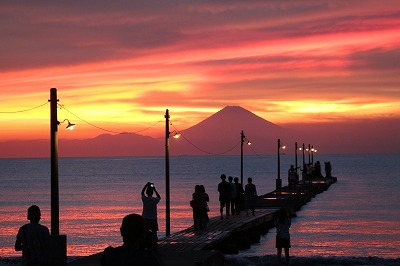 富浦町岡本桟橋夕日