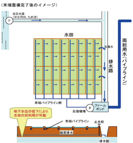 両総用水末端のほ場整備後のイメージ