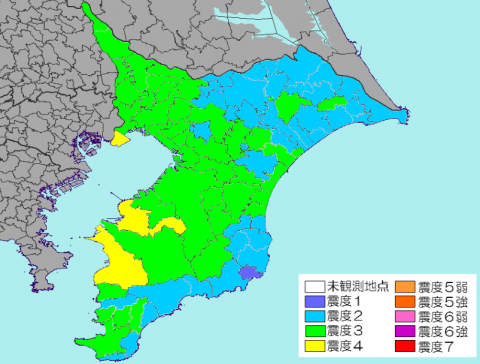 県内震度分布