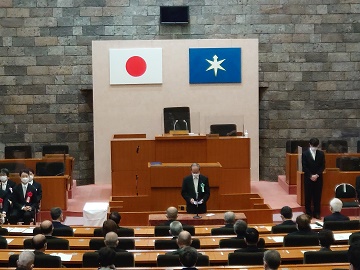 千葉県功労者表彰式にて祝辞を述べる佐野議長