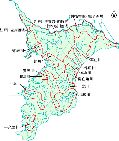 千葉県内の河川の位置図