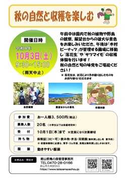 館山野鳥の森　秋の自然と収穫を楽しむイベントのチラシ