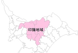 印旛地域を示した白地図