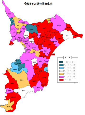 令和6年合計特殊出生率の地図グラフ