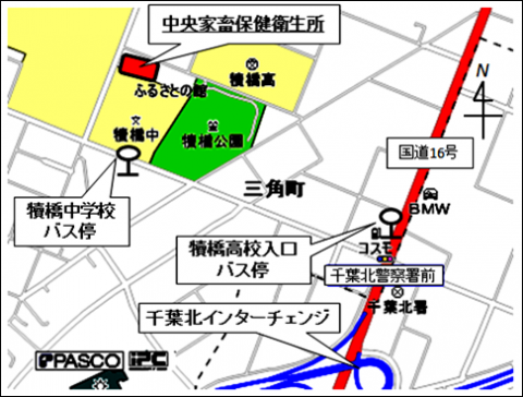 中央家畜保健衛生所の地図画像