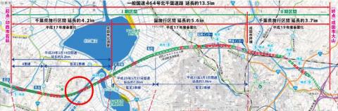 高架・橋梁部(鉄道併設部)印西市吉高付近(印旛捷水路)位置図
