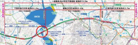 印旛大橋(一体下部工)付近印西市干拓～成田市北須賀　位置図