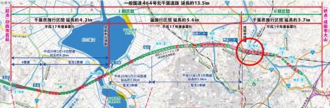 高架・橋梁部成田市押畑付近(仮称土屋橋)　位置図