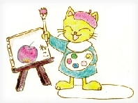 絵を描く猫