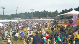 A bustling view of the festival