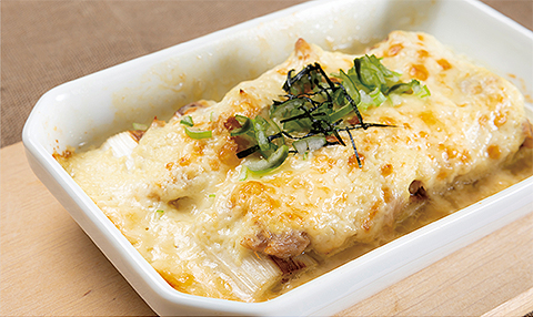 長ネギの豆腐グラタン