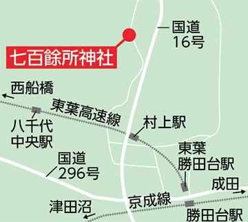 七百餘所神社のへのアクセス