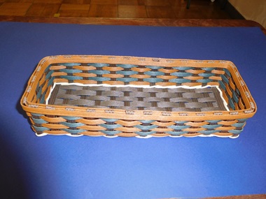 長生特支作品茶色と青のカトラリーケース