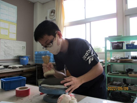 楕円皿作成風景
