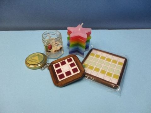 高等部工芸班制作　キャンドル、コースター、キーホルダー
