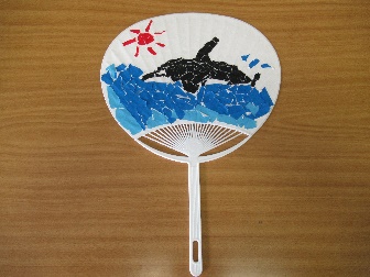 清新分校　高1「ちぎり絵うちわ」の写真