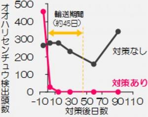 オオハリセンチュウ検出数の推移（100g土壌あたり）