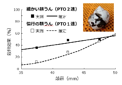 異なる耕うん方法による土壌に埋設したジャンボタニシの殺貝効果