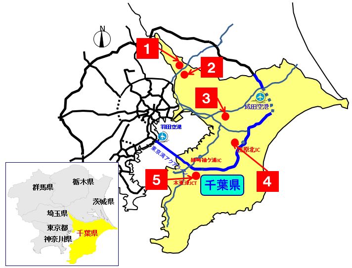 千葉県分譲中工業団地図