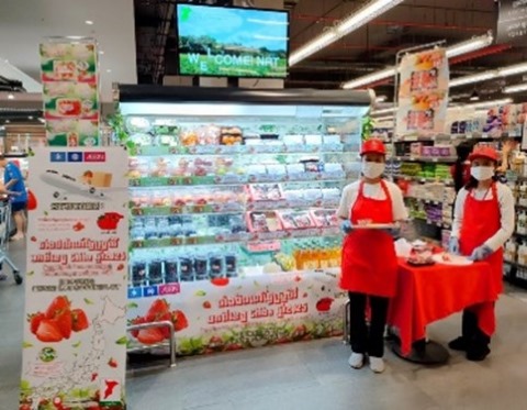 令和6年度イオンカンボジアでの県産いちごフェアの様子