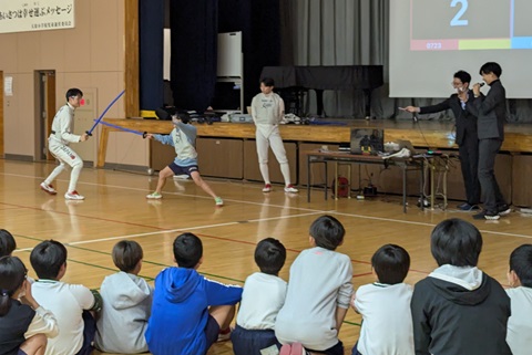 日本代表選手に挑戦するチャレンジマッチ(いすみ市立大原小学校)