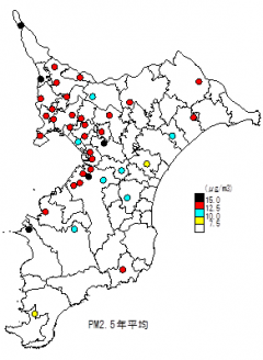 PM2.5年平均値地理的分布