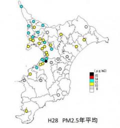 PM2.5年平均値地理的分布