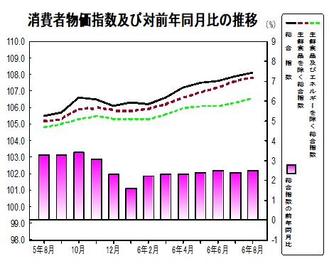 消費者物価指数の推移グラフ