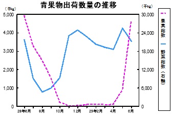 青果物出荷数量の推移グラフ