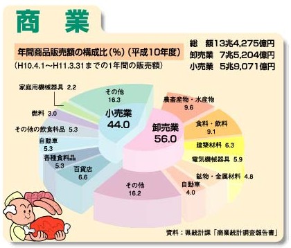 年間商品販売額の構成比（平成10年）