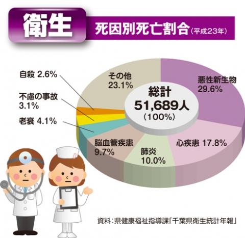 衛生(死因別死亡割合)グラフ