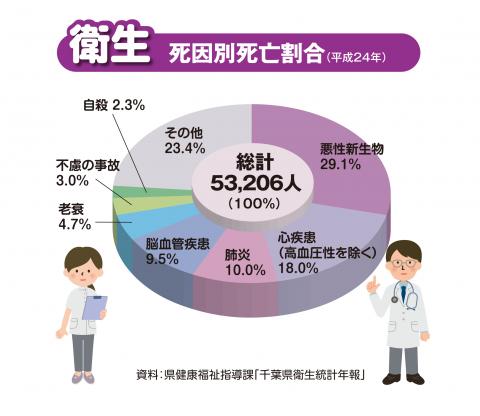 平成24年死因別死亡割合の第一位は悪性新生物がん