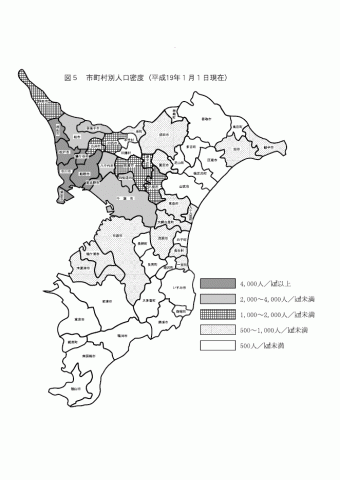 市町村別人口密度の図