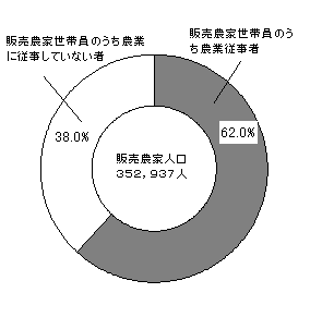 グラフ販売農家における農業従事者の構成比