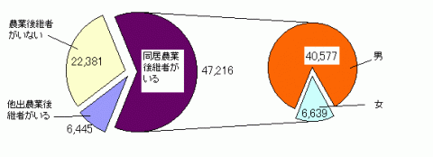 グラフ農業後継者の有無別農家数の構成比