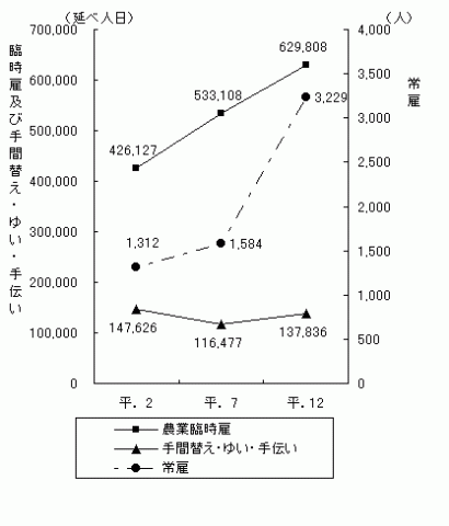 グラフ雇い入れの人数の推移