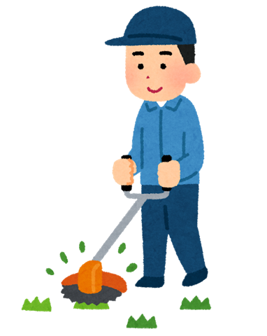 草刈りをする様子のイラスト