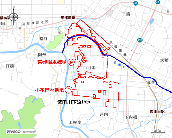 武田川下流地区の位置図