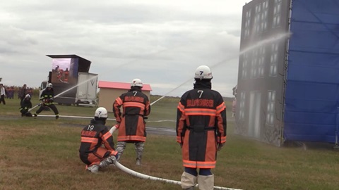 被災家屋火災の消火訓練