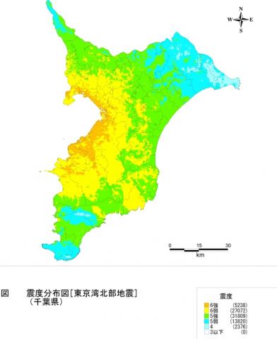 東京湾北部地震の震度分布予測図 平成19年度千葉県地震被害想定調査 千葉県