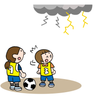 雷に気が付く子供たちのイラスト