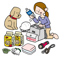 非常用持出品をチェックするイラスト