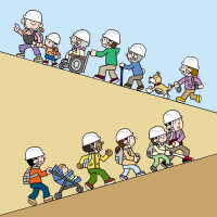 津波から避難する人のイラスト