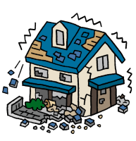 地震で家が揺れているイラスト