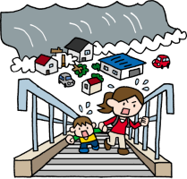 津波から逃げるイラスト