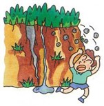 がけ崩れの前兆のイラスト
