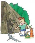 地すべりの前兆のイラスト