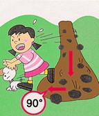 土砂から逃げる女の子のイラスト