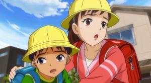 子どもたちが地震におびえるシーンの画像