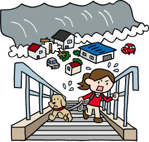 津波から逃げるイラスト
